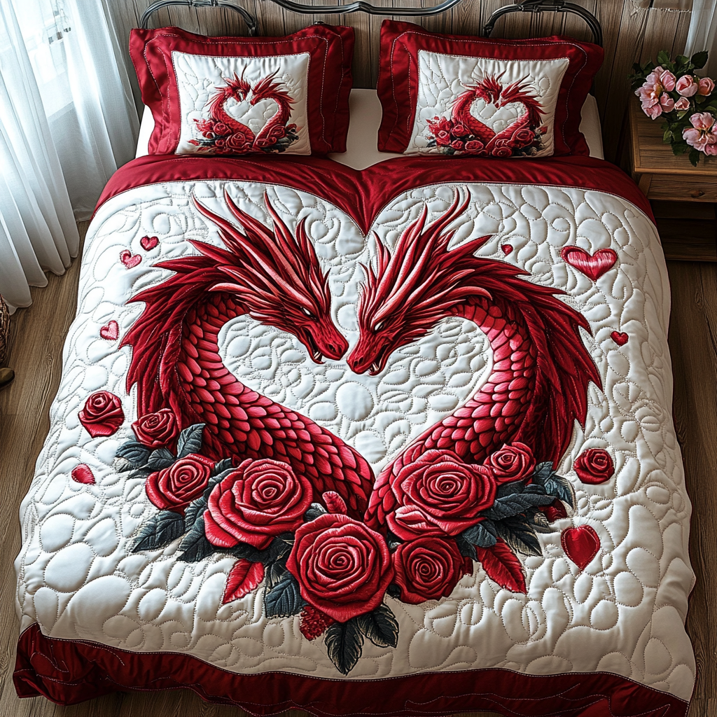 Dragon Love Quilted Bedding Set NCU0DV2342