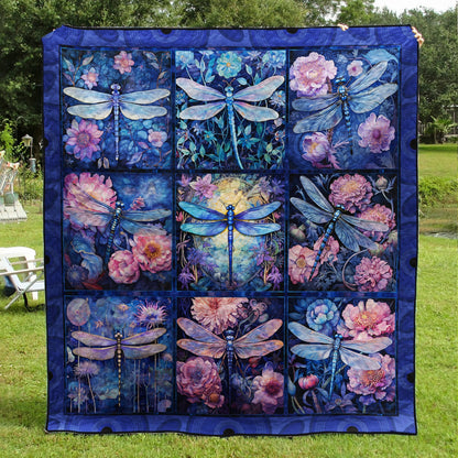 Dragonfly Flower HM09102301 Quilt Blanket