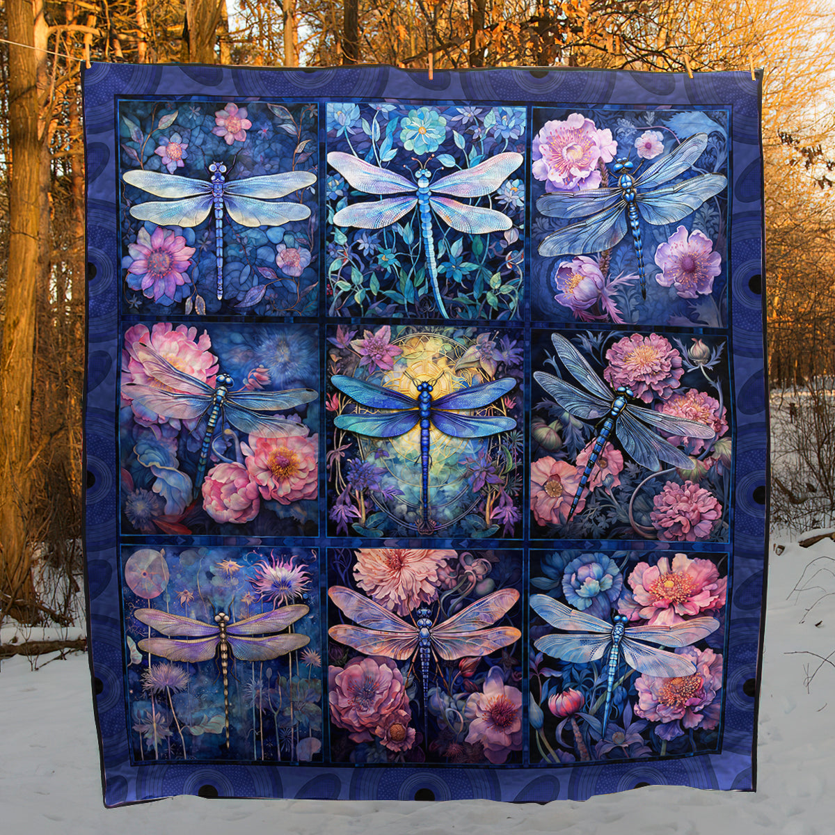 Dragonfly Flower HM09102301 Quilt Blanket