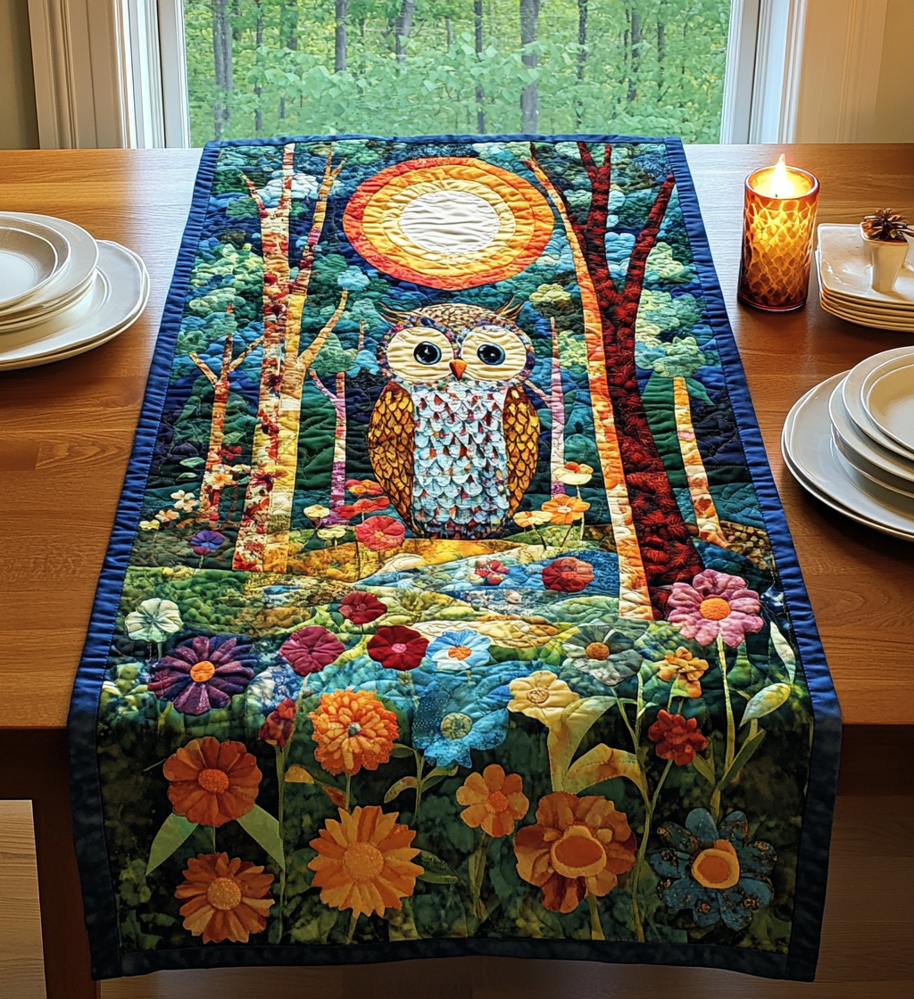 Dreamland Owl Quilted Table Runner NCU0DV598