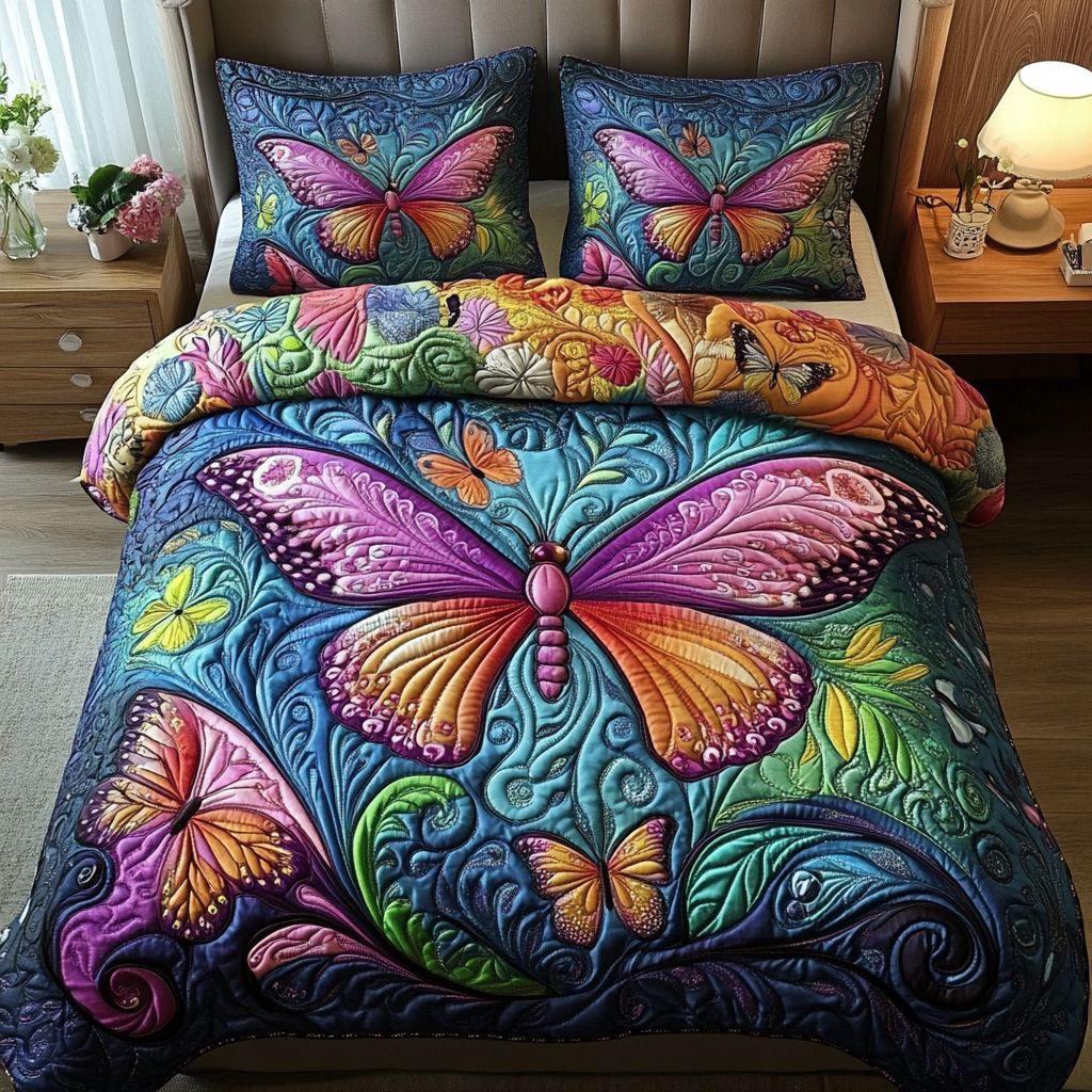 Dreamy Flutter 3-Piece Quilted Bedding Set NCU0DK2547