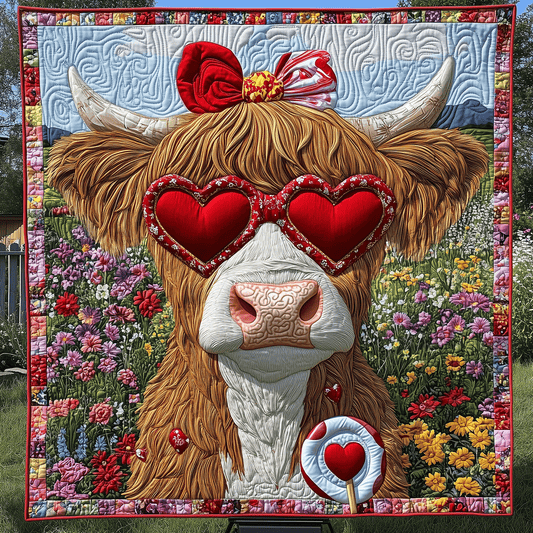 Dreamy Highland Cow Quilted Blanket NCU0TH2509