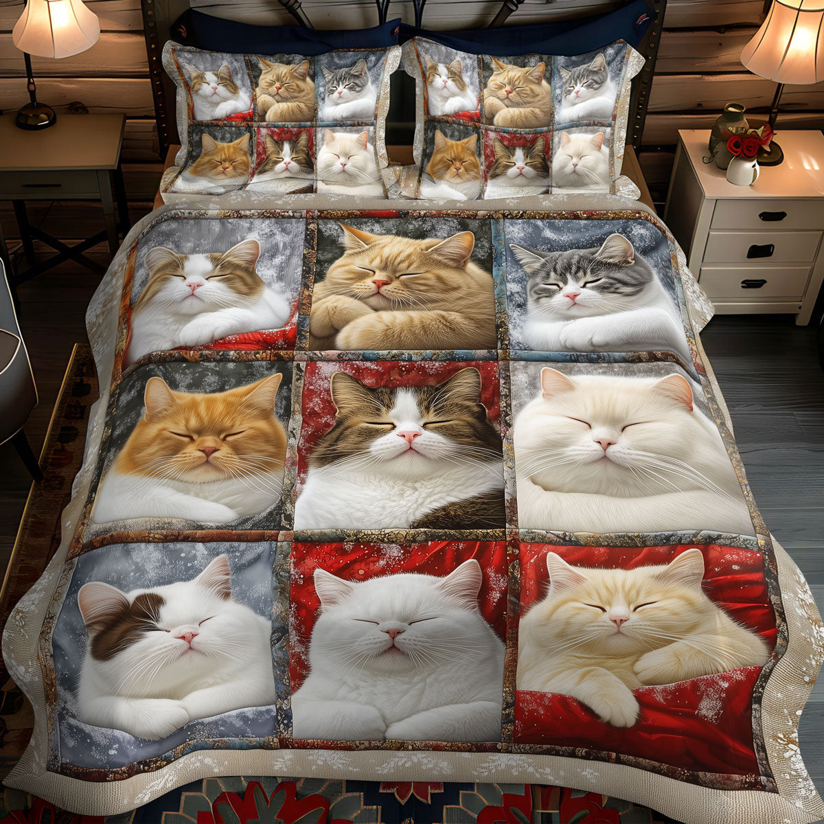 Dreamy Whiskers 3-Piece Quilted Bedding Set NCU0TL1065