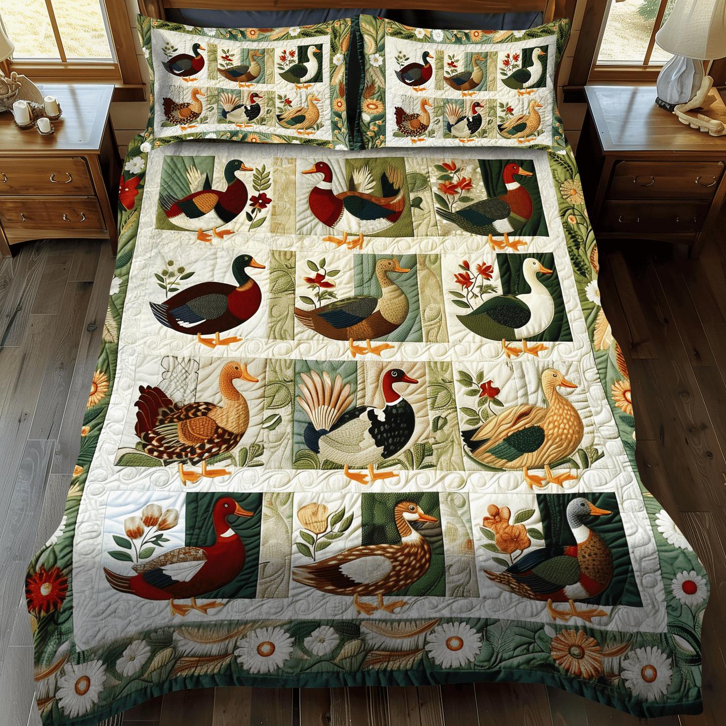 Duck Farm 3-Piece Quilted Bedding Set NCU0DV400