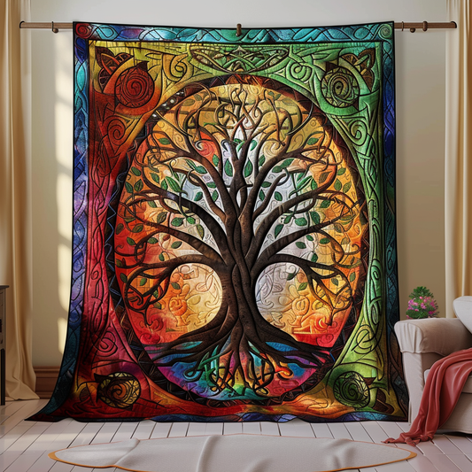 Elegant Celtic Tree of Life Quilted Blanket NCU0PD035