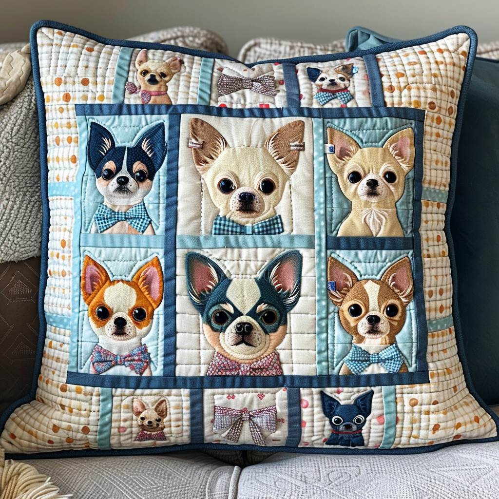 Elegant Chihuahua Quilted Pillow Case NCU0TH378