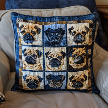 Elegant Pug Patchwork Quilted Pillow Case NCU0TH149