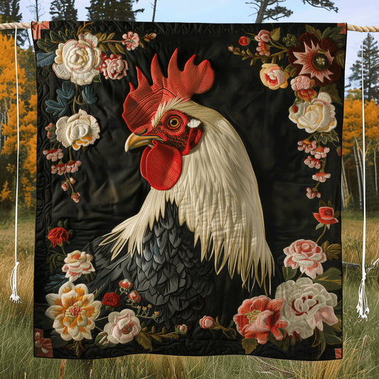 Elegant Rooster Quilted Blanket NCU0DV378