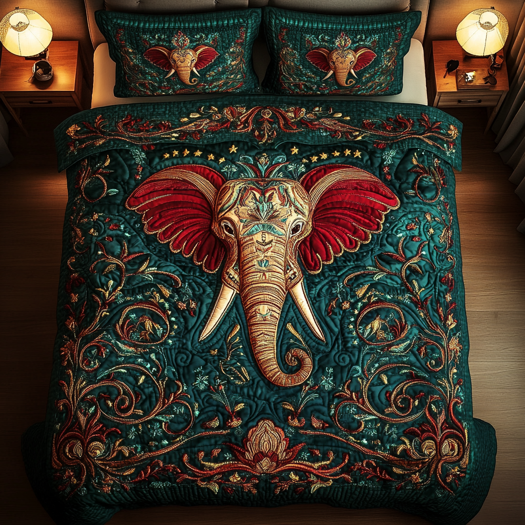 Juego de cama acolchado de 3 piezas Elephant Majesty NCU0DK1999