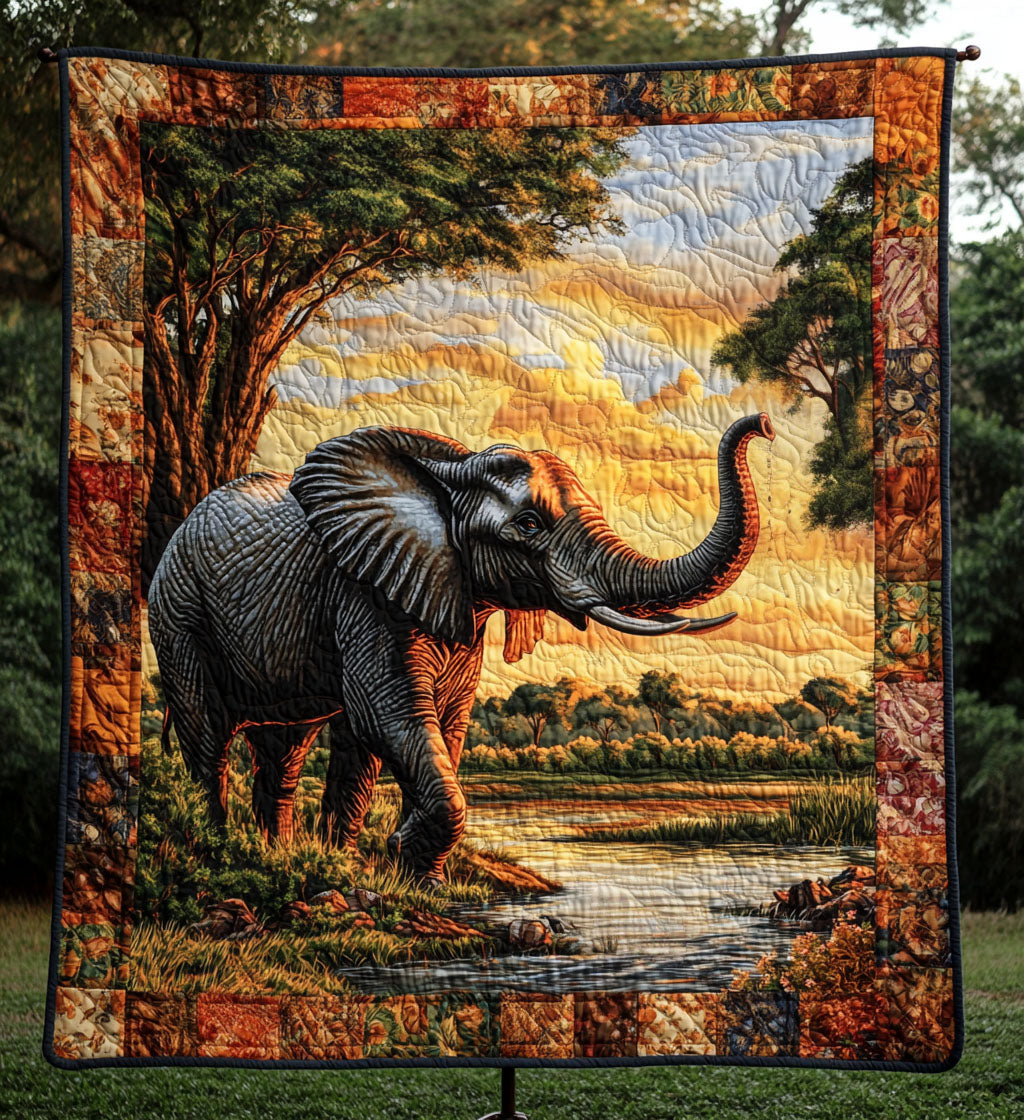 Elephant Odyssey Quilted Blanket NCU0PT768