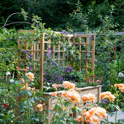 Natural Cedar Elevated Planter with U-Trellis