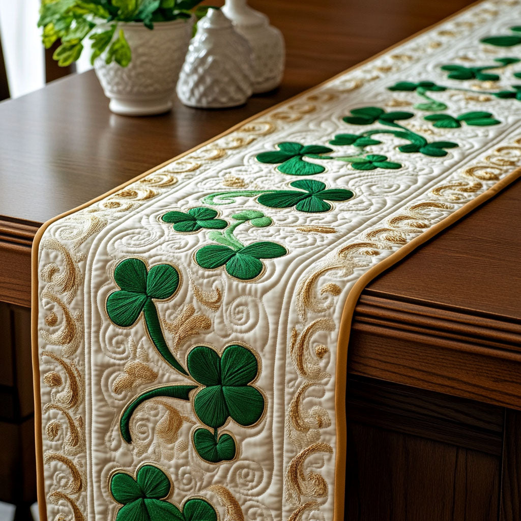 Emerald Whimsy Quilted Table Runner NCU0PT3026