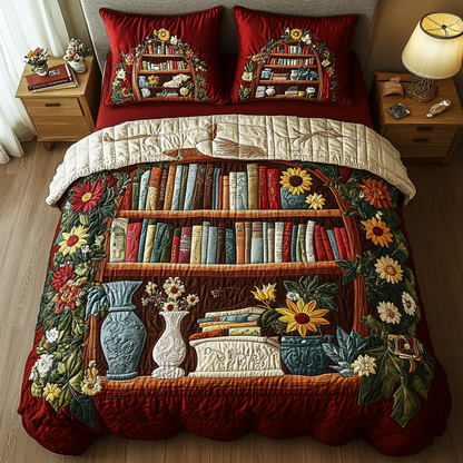 Enchanted Library 3-Piece Quilted Bedding Set NCU0DK2436