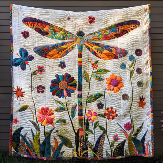 Enchanting Floral Dragonfly Quilted Blanket NCU0PD369