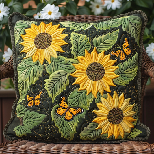 Enchanting Sunflowers Quilted Pillow Case NCU0VL250