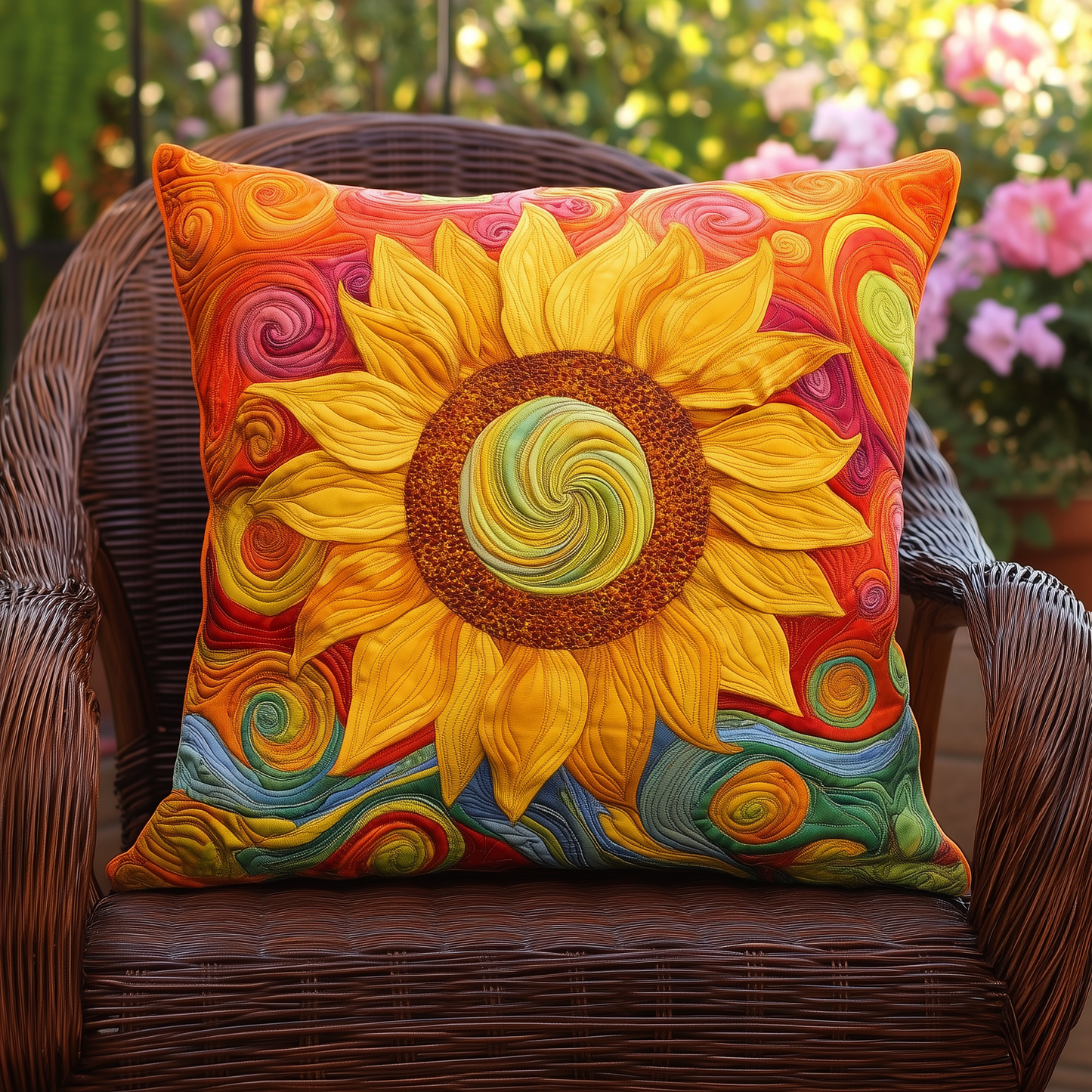 Enchanting Sunflowers Quilted Pillow Case NCU0VL354