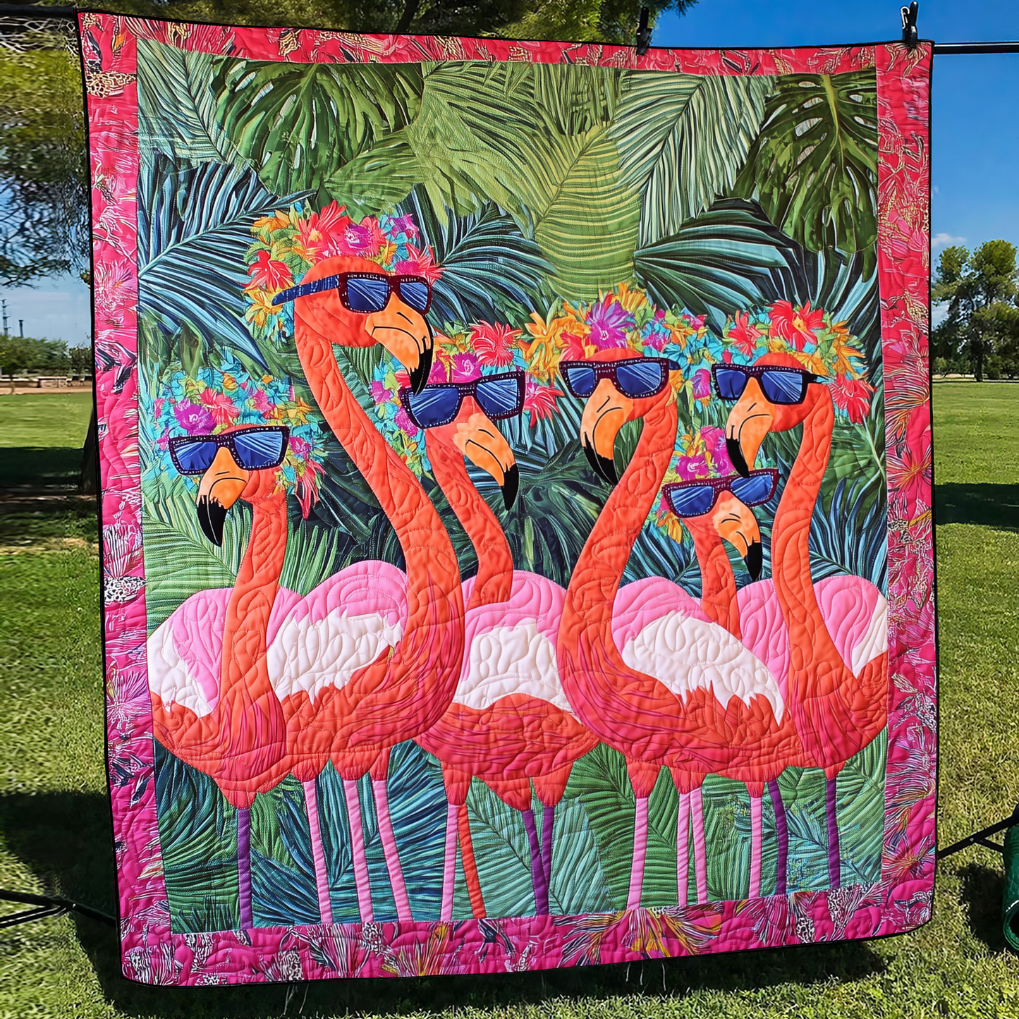 Endearing Flamingo Quilted Blanket NCU0VL473