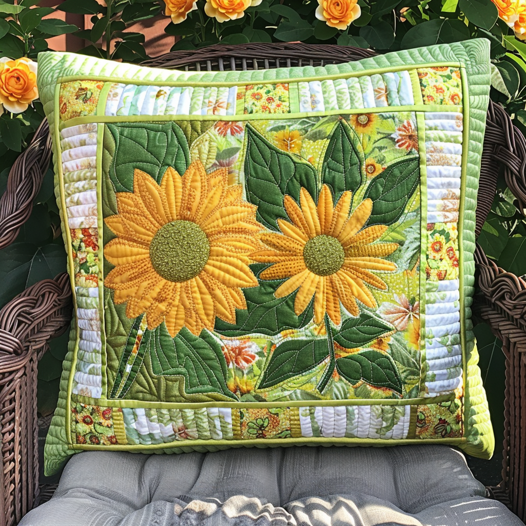 Endearing Sunflowers Quilted Pillow Case NCU0VL249