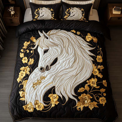 Equine Elegance 3-Piece Quilted Bedding Set NCU0DK2499