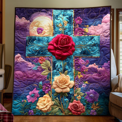 Eternal Blossom Cross Quilted Blanket NCU0DV963