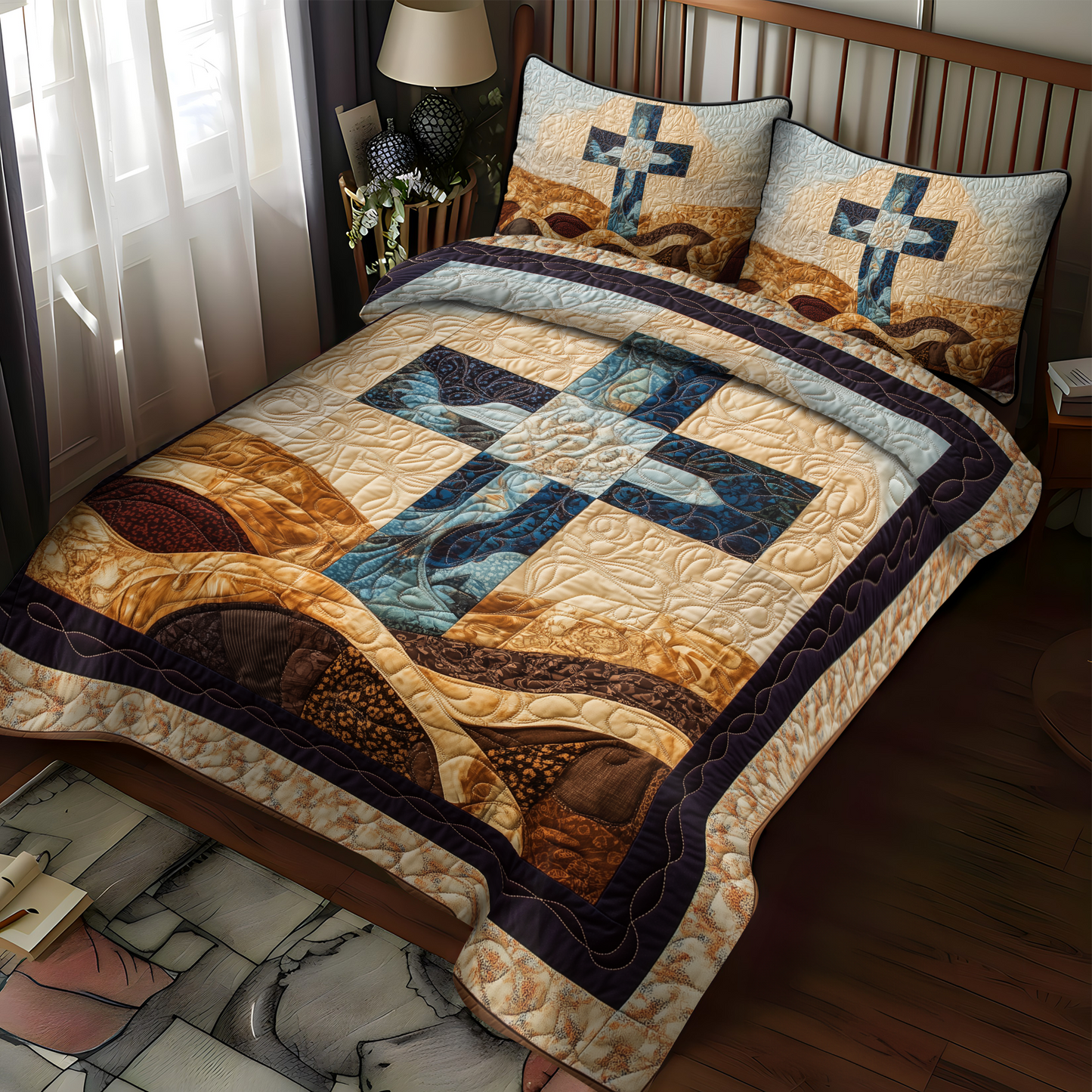 Eternal Faith 3-Piece Quilted Bedding Set NCU0DK1908