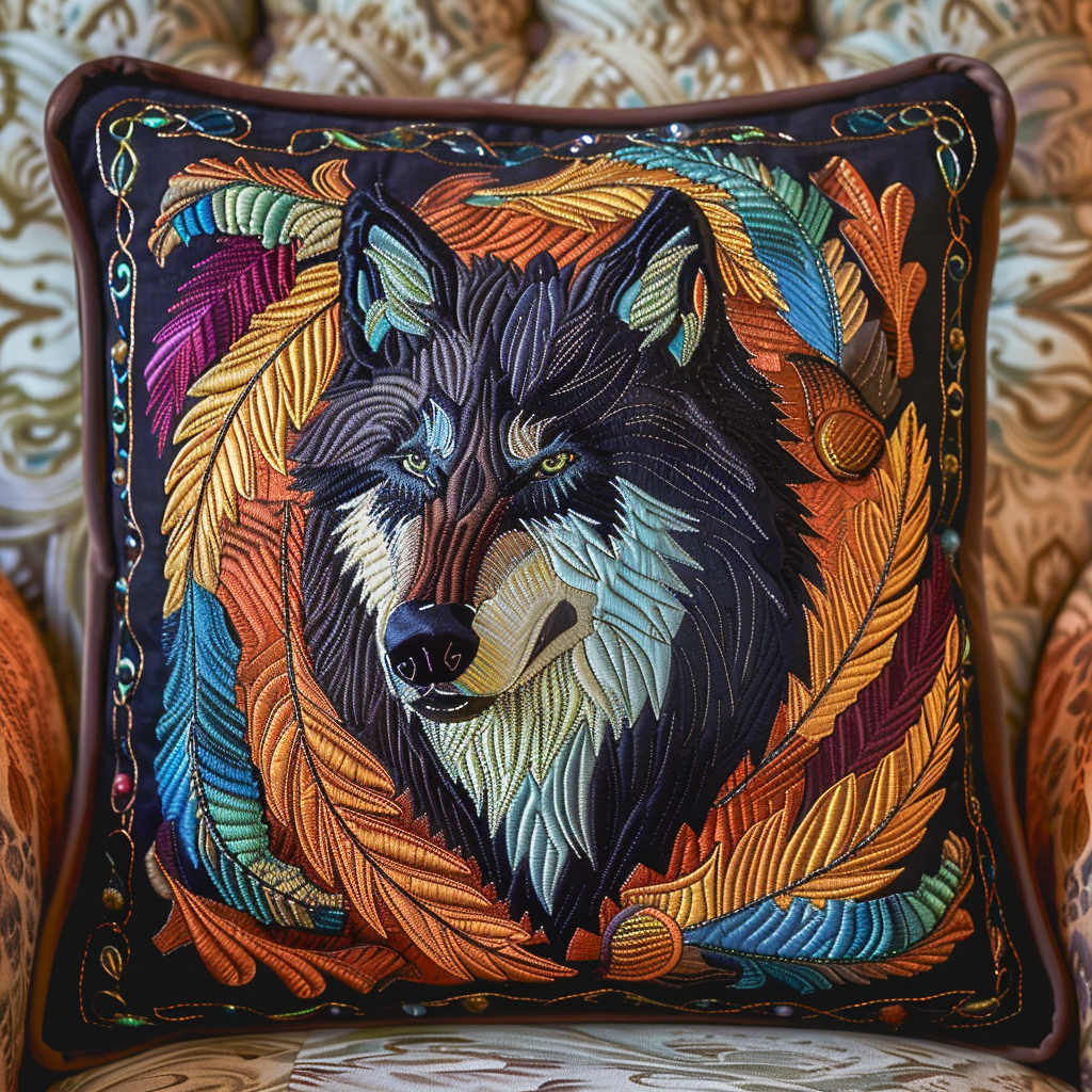 Ethereal Wolf Gaze Quilted Pillow Case NCU0NT067