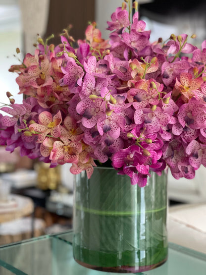 Mixed Mokara Orchids in Oversized Rota Cylinder