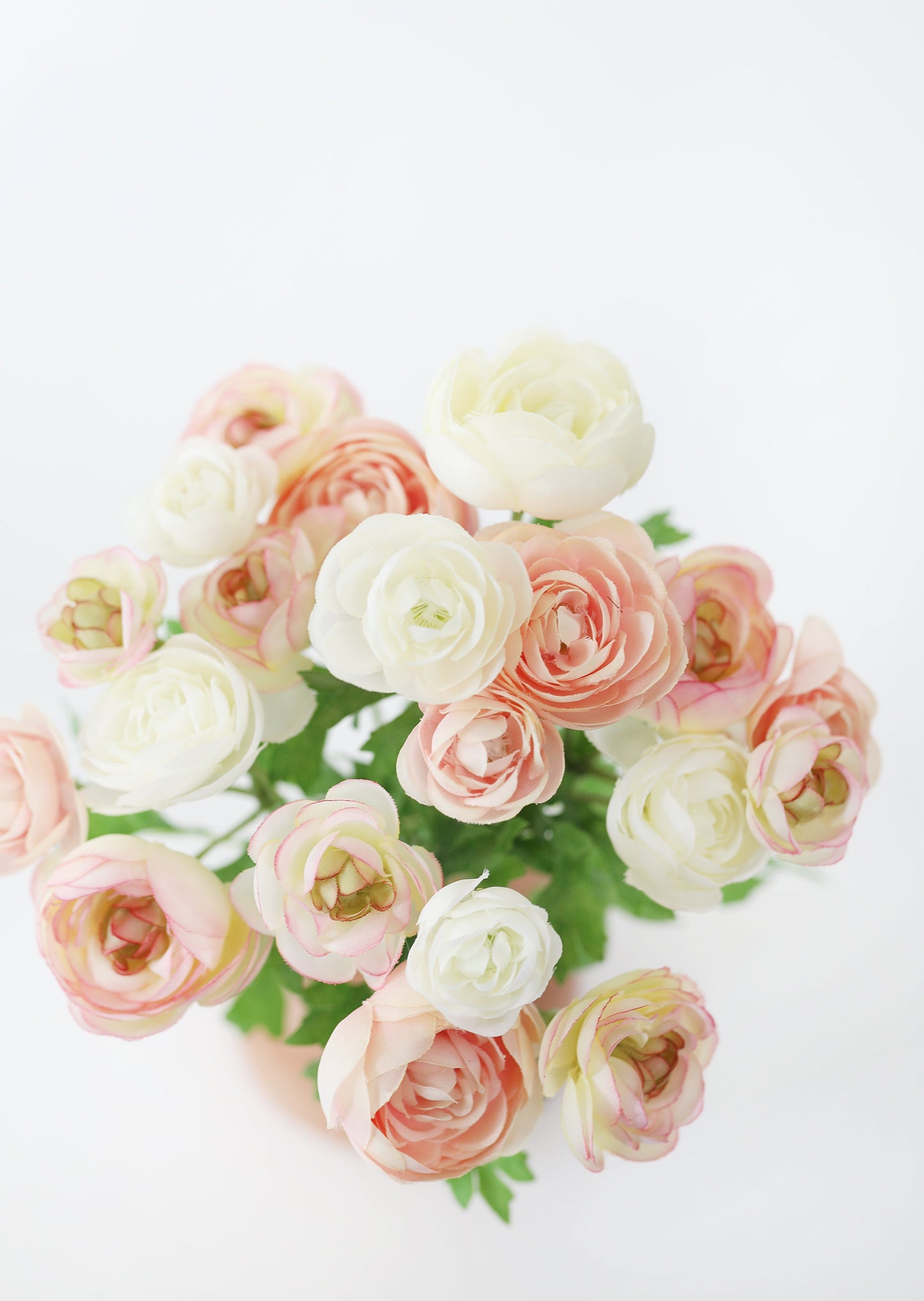 Soft Pink Mini Faux Ranunculus Bush - 10.5"