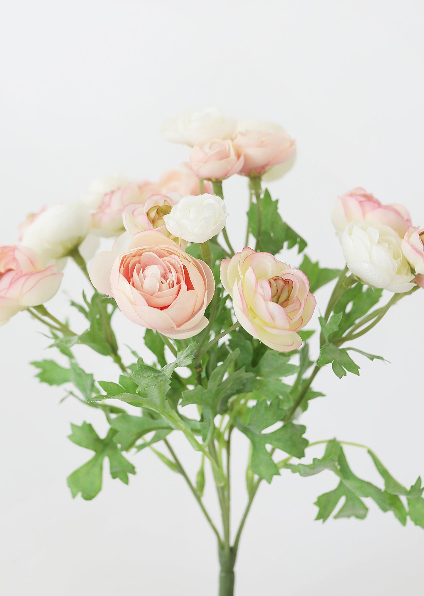 Soft Pink Mini Faux Ranunculus Bush - 10.5"