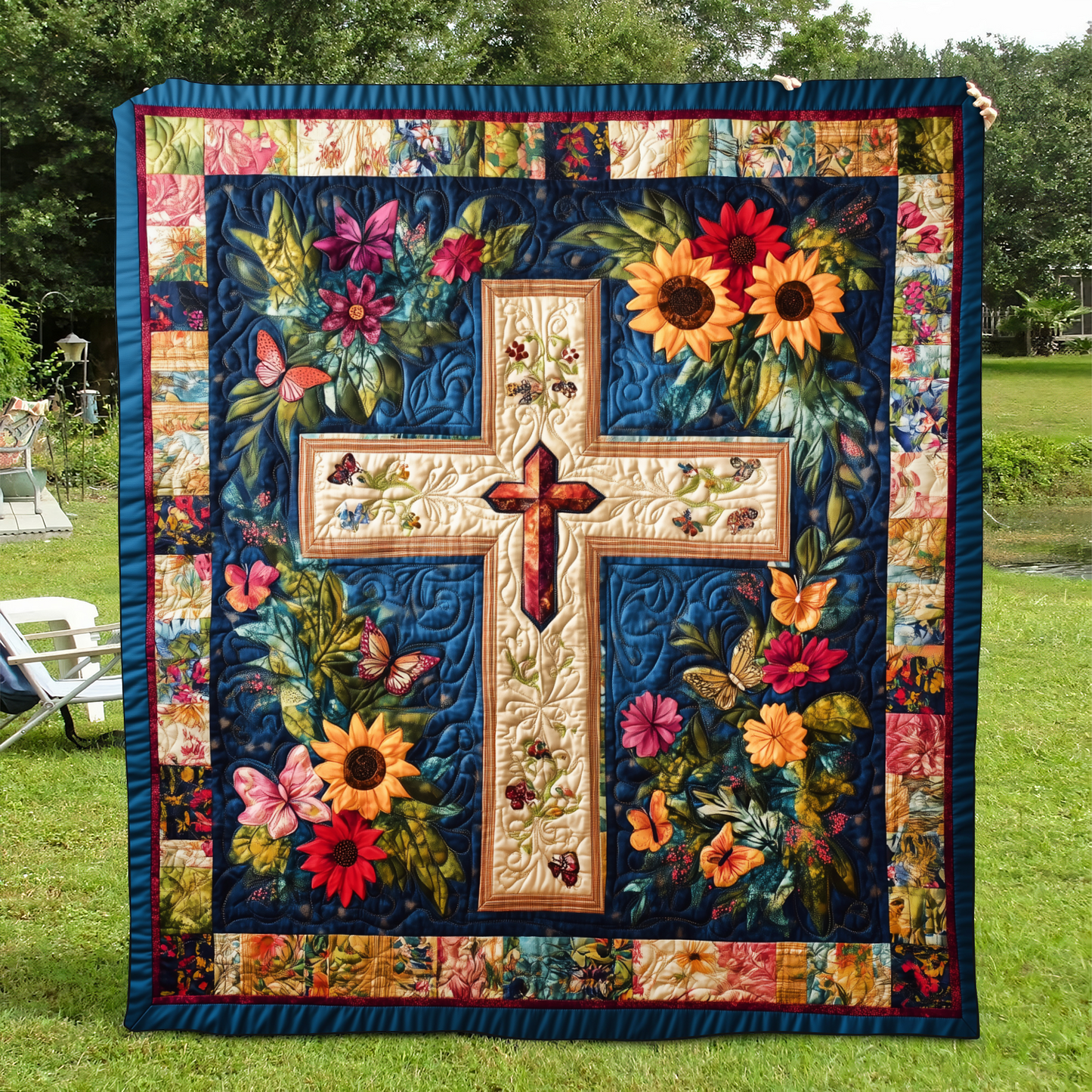 Faithful Cross Quilted Blanket NCU0VL525