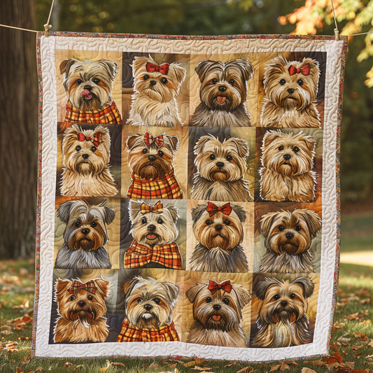 Fall into Yorkie Quilted Blanket NCU0TH205