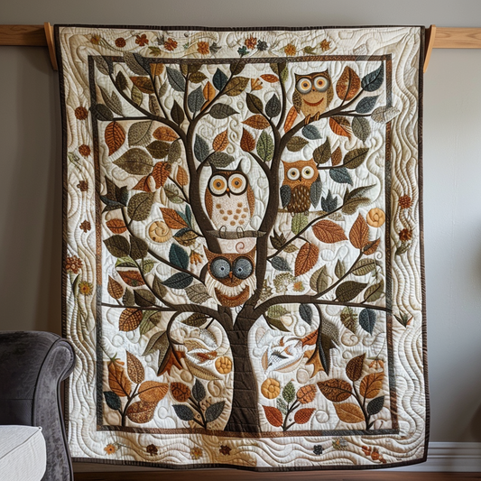 Family Tree Owls Quilted Blanket NCU0NT057