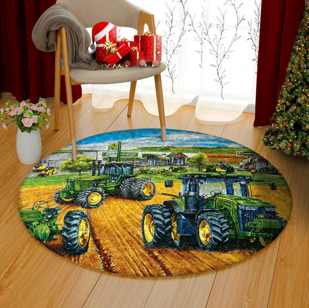 Farmer Tractor HM2310041TM Round Area Rug