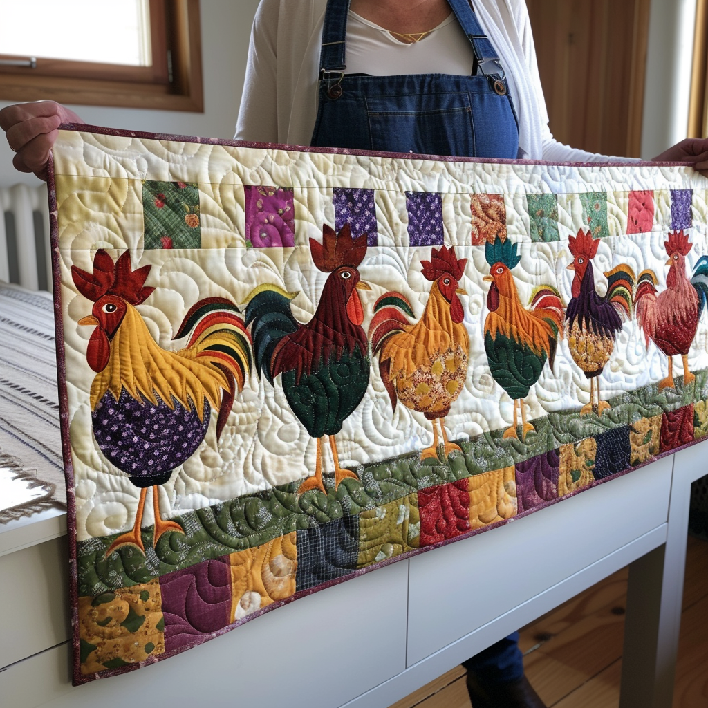 Farmhouse Flock Quilted Table Runner NCU0TH589