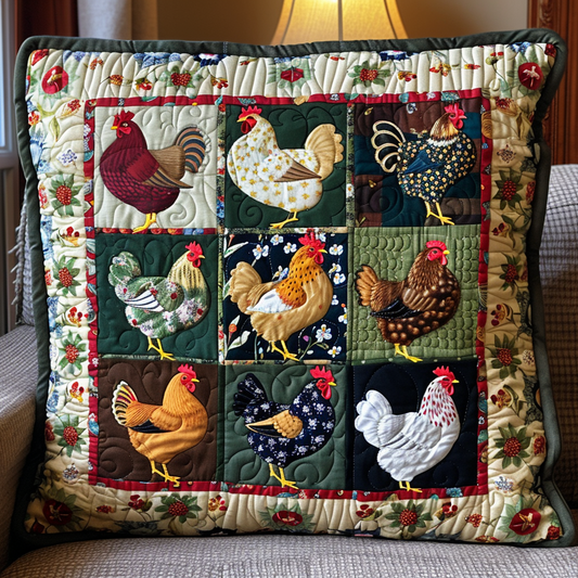 Farmhouse Fowl Quilted Pillow Case NCU0PT185