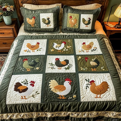 Farmyard Friends 3-Piece Quilted Bedding Set NCU0DK2343