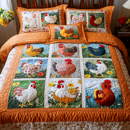 Feathered Friends 3-Piece Quilted Bedding Set NCU0DK2906