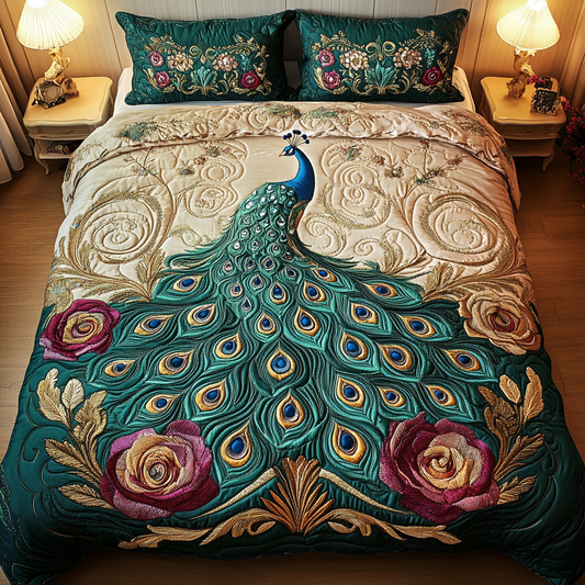 Feathered Jewel 3-Piece Quilted Bedding Set NCU0DK2621