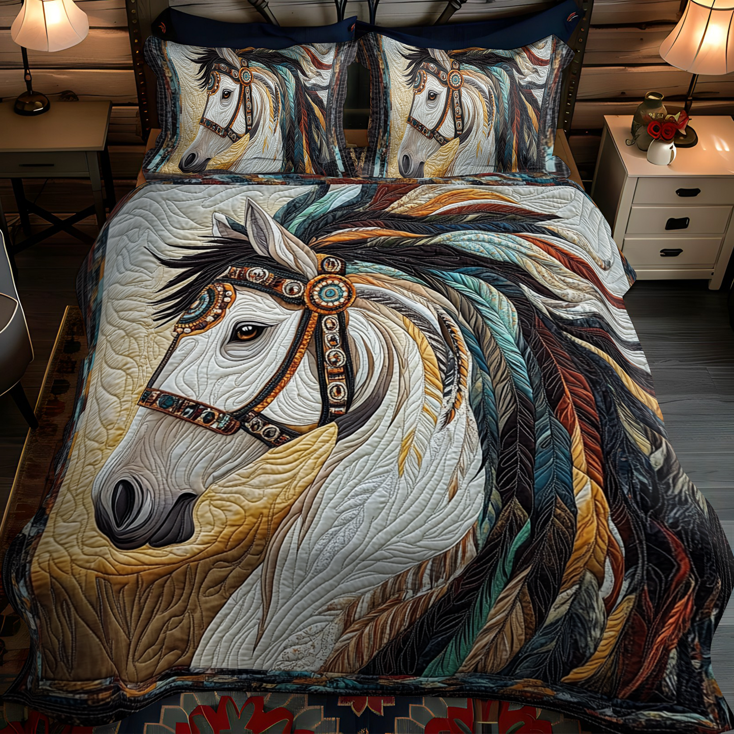 Feathered Mane Quilted Bedding Set NCU0VH257