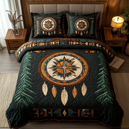 Feathered Pathways 3-Piece Quilted Bedding Set NCU0DK2852