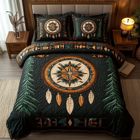 Feathered Pathways 3-Piece Quilted Bedding Set NCU0DK2852