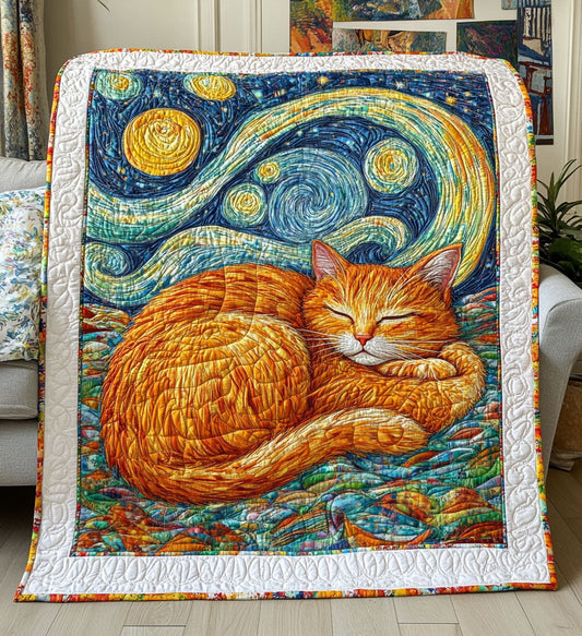 Feline Starry Dreams Quilted Blanket NCU0PT542