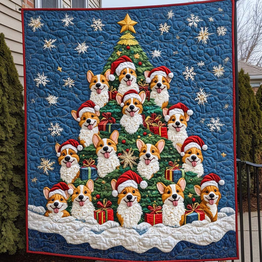 Festive Corgi Gathering Quilted Blanket NCU0NT1865