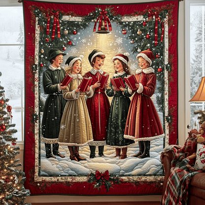 Festive Carolers Gathering Quilted Blanket NCU0TH2106