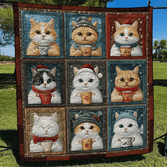 Festive Feline Cheer Quilted Blanket NCU0TL1261