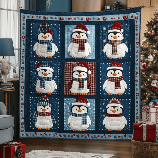 Festive Penguins Quilted Blanket NCU0TH2278