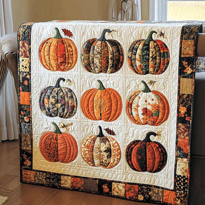 Festive Pumpkin Quilted Blanket NCU0TH1787