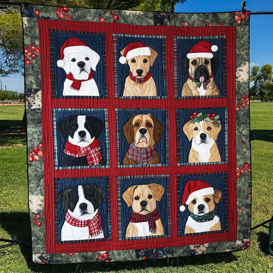 Festive Puppy Fun Quilted Blanket NCU0VL601