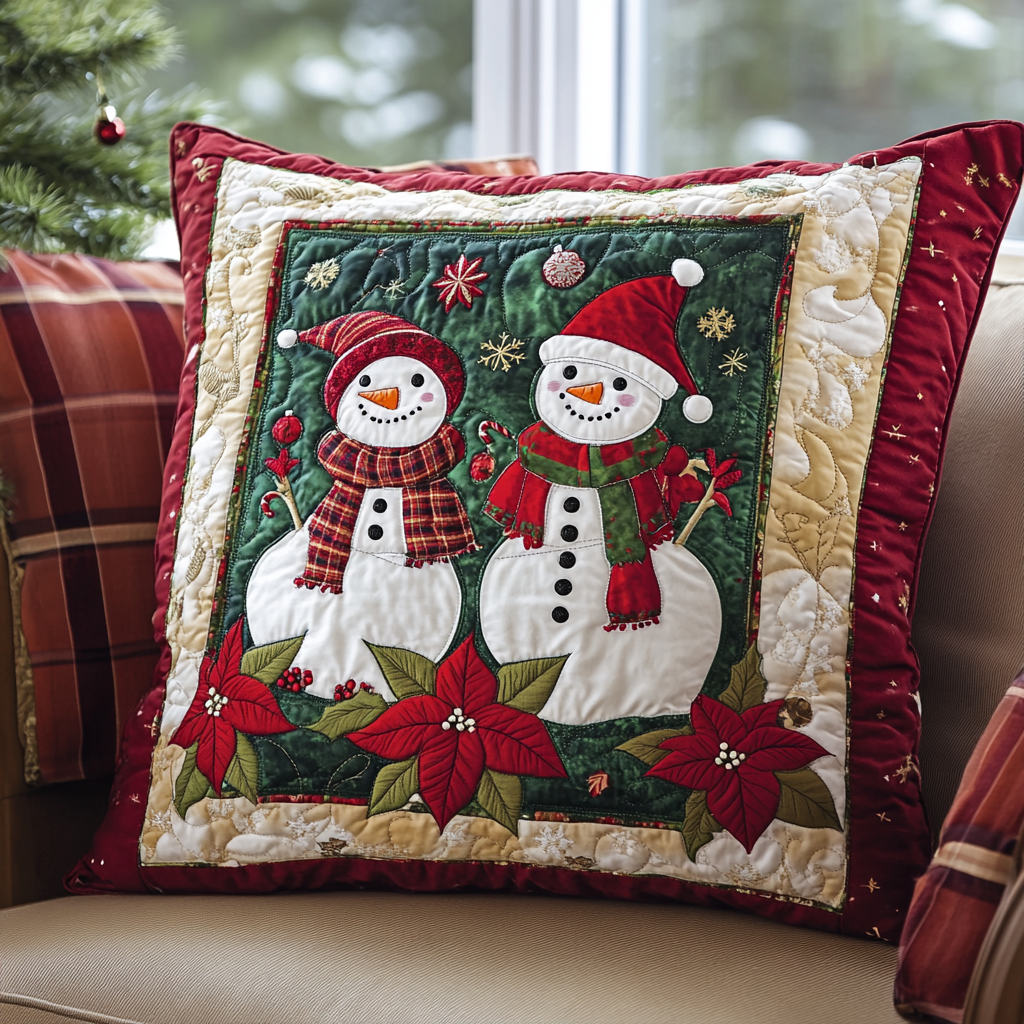 Festive Snowman Quilted Pillow Case NCU0VH932