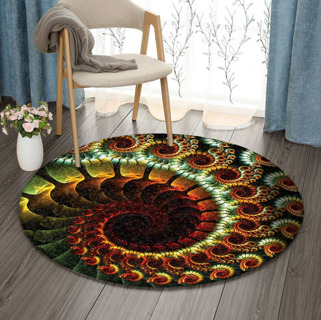 Fibonacci Spiral Art Fractal VD1610110RR Round Area Rug